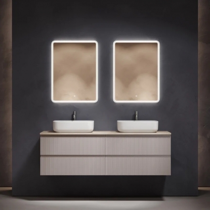 Мебель для ванной комнаты Sancos Snob R 160, doha soft, столешница бежевая TT160A2X, раковина CN5043, подвесная, матовая