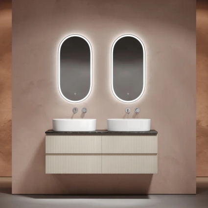 Мебель для ванной комнаты Sancos Snob T 140, beige soft, столешница черный мрамор TT140A1, раковина CN6075, подвесная, с ящиками