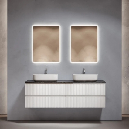 Мебель для ванной комнаты Sancos Snob T 160, bianco, столешница черный мрамор TT160A1X, раковина CN5043, подвесная, матовая
