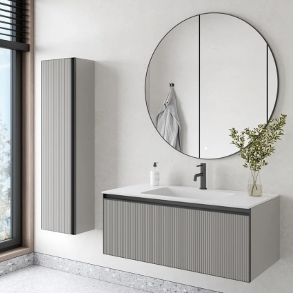 Мебель для ванной комнаты Armadi Art Quatro 1 100 luna fuga, профиль anthracite, с раковиной white, подвесная, матовая