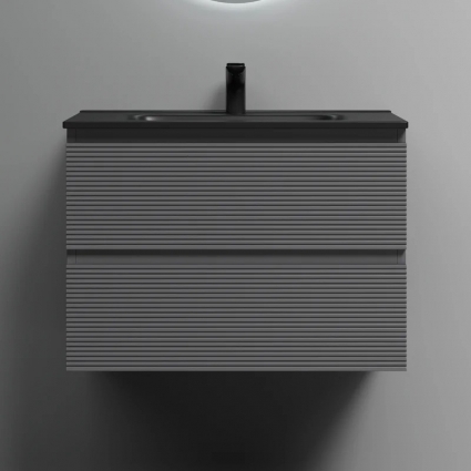 Тумба с раковиной Sancos Folk 70 grey soft, раковина CN7007MB, подвесная, с ящиками