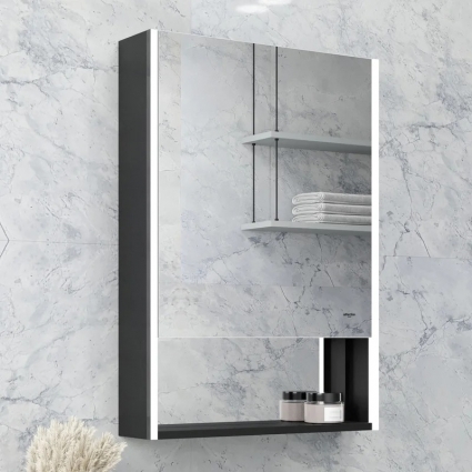 Зеркало-шкаф Reflection Box RF2421BL 60, черный, с подсветкой, правый