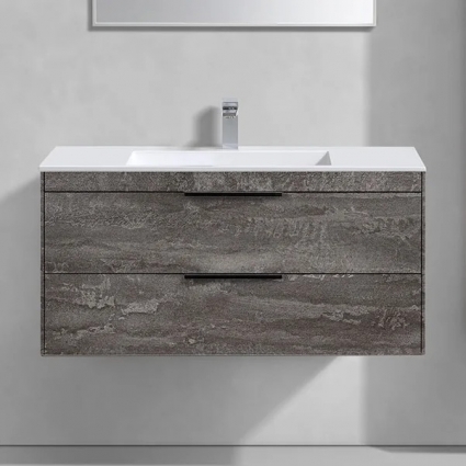 Тумба с раковиной Vincea Chiara 2D, 100, 2 ящика, камень, с белой раковиной, подвесная, матовая