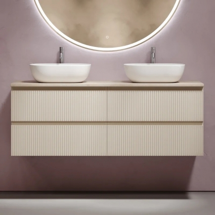 Тумба с раковиной Sancos Snob T 140, beige soft, столешница бежевая TT140A2X, раковина CN6009 в современном стиле