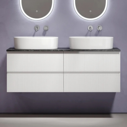 Тумба с раковиной Sancos Snob T 140, bianco, столешница черный мрамор TT140A1, раковина CN6075 в современном стиле