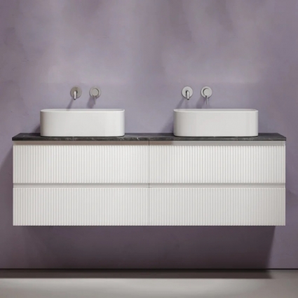 Тумба с раковиной Sancos Snob T 160, bianco, столешница черный мрамор TT160A1, раковина CN6052 в современном стиле