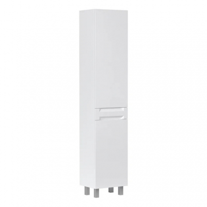 Шкаф пенал для ванной EQUIL Corner 40, напольный, с корзиной,  глянцевый белый, матовый