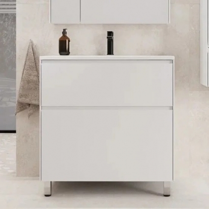 Тумба с раковиной Style Line Лима, 80 см напольная LINE 80 2 ящика PLUS Белый Матовый ЭМАЛЬ, с доводчиками