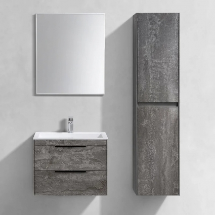 Мебель для ванной комнаты Vincea Chiara 2D 60, 2 ящика, камень, с белой раковиной, подвесная, матовая