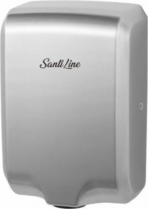 Сушилка для рук SantiLine SL-8007, высокоскоростная, матовая серебристая, мощность 1350 Вт, электронная