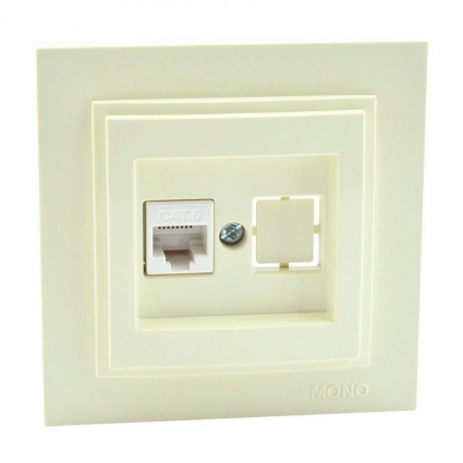 Розетка телефонная RJ11 Mono Electric Despina/ Larissa 3 кат крем 500-001725-124 в современном стиле, цвет кремовый