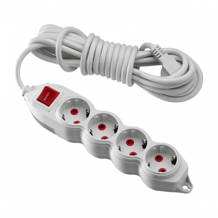 Удлинитель Mono Electric 4гн х 10м с/з 150-011001-416 цвет белый