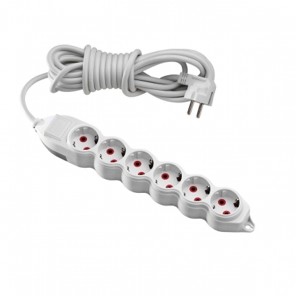 Удлинитель Mono Electric 6гн 10м с/з 150-010001-616 цвет белый