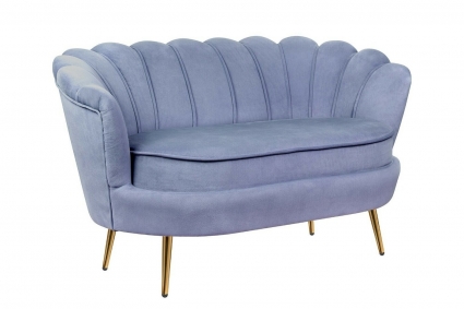 Диван Mak-interior Pearl Double голубого цвета с подлокотниками, без подушек