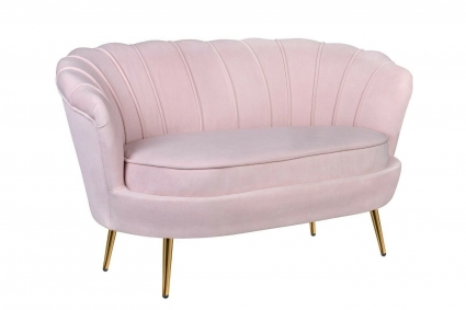 Диван Mak-interior Pearl Double светло-розового цвета с подлокотниками, без подушек