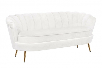 Диван Mak-interior с обивкой из велюра Pearl Triple светло-бежевого цвета, с подлокотниками, без подушек