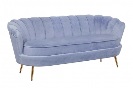 Диван Mak-interior Pearl Triple голубого цвета с подлокотниками, без подушек