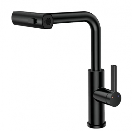 Смеситель для кухни Rush Tinos TI3732-18Black матовый черный однорычажный, длина излива 16.4 см