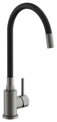 Смеситель для кухни BELZ B810 B73810-3 с гибким изливом, оружейная сталь, однорычажный, черный