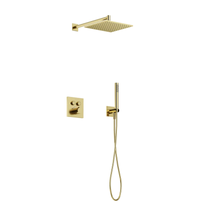 Душевой комплект Sancos Linn SC9022BG С ВНУТРЕННЕЙ ЧАСТЬЮ, брашированное золото, PVD покрытие, шланг пластиковый 150 см