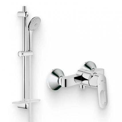 Душевой комплект Смеситель для душа Grohe BauLoop 23340000 + Гарнитур Euphoria 110 Mono 27266001 хром, штанга 14 см