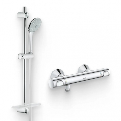 Душевой комплект Термостат Grohe Grohtherm 34793000 для душа + Гарнитур Euphoria 110 Massage 27243001 хром,  в современном стиле
