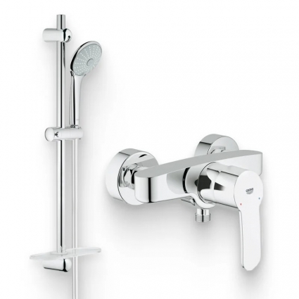 Душевой комплект Смеситель для душа Grohe Eurostyle Cosmopolitan 33590002 + Гарнитур Euphoria 110 Massage 27243001 хром, штанга 15 см