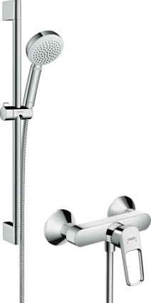 Душевой комплект Hansgrohe Душевой гарнитур Crometta 100 26652400 + Смеситель для душа Logis loop 71247000 хром, штанга 12.3 см