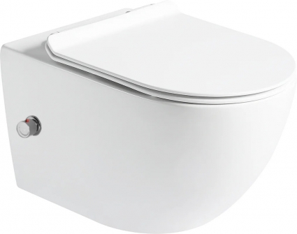 Унитаз подвесной SantiLine SL-5002T-SM/BD со смесителем и биде, белый, 36.5x55.5 см