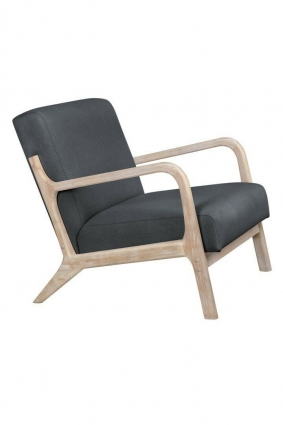 Кресло с обивкой из рогожки Mak-interior Cody цвета графит, для чтения, с подлокотниками
