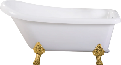 Акриловая ванна Cerutti Spa Vito 150G 155x75 см, отдельностоящая, белая, овальная, на ножках, со сливом-переливом, фурнитура золото, объем 250 л., с антискользящим покрытием