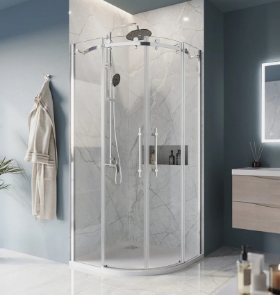 Душевой уголок BelBagno Marino -R-2-90-C-Cr профиль хром четверть круга, двери раздвижные