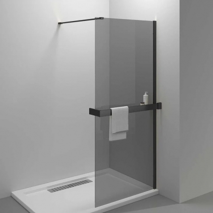 Душевая перегородка Vincea Walk-in HR VSW-4HR900CGB 90 см, профиль матовый черный, стекло тонированное в современном стиле