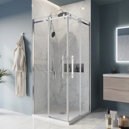 Душевой уголок BelBagno Marino -A-2-90-C-CR профиль хром квадратный, двери раздвижные