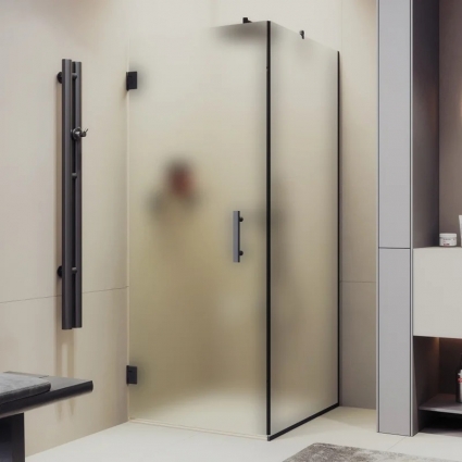 Душевой уголок Maybahglass MGY-1306-6 90х90 см, профиль матовый черный, стекло сатин, квадратный, двери распашные