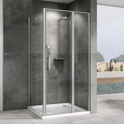 Душевой уголок Abber Sonnenstrand AG04100S-S85 100x85, профиль хром, стекло прозрачное, прямоугольный, двери распашные