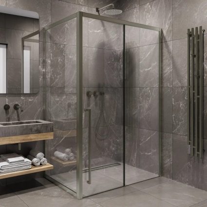 Душевой уголок Timo TDSS-120/13C-8L + TSS-900/13C-8 120x90 см, профиль никель, стекло прозрачное, прямоугольный, двери раздвижные