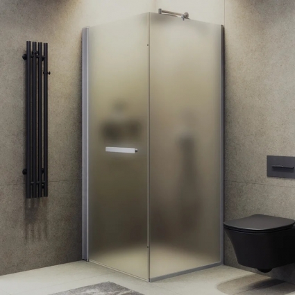 Душевой уголок Maybahglass MGY-1350-5 100х100 см, профиль матовый хром, стекло сатин, квадратный, двери распашные