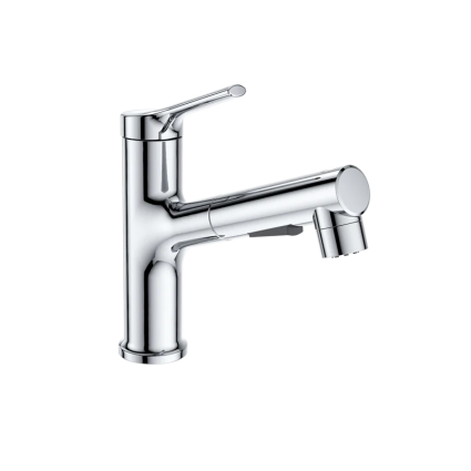 Смеситель для раковины Wonzon & Woghand WW-A40862-CR с выдвижным изливом, хром, однорычажный