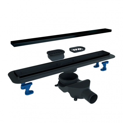 Душевой трап (лоток) BETTOSERB Compact Line Matte Black 750, черный матовый, в пол, выпуск боковой