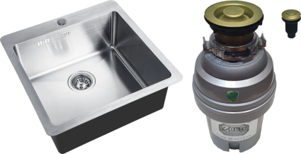 Комплект Мойка Zorg Inox HD 5151 + Измельчитель ZR-75 D BRONZE брашированная, квадратная