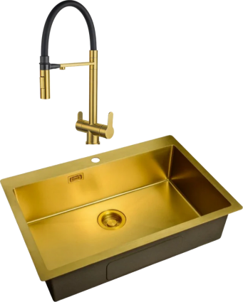 Комплект Мойка Zorg Light ZL R 750510 BRONZE + Смеситель Sanitary SZR-3030 BRONZE бронза брашированная, прямоугольная