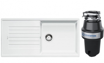 Комплект Мойка Blanco Zia XL 6S 517571 белая + Измельчитель KUCHENSTERN Muhle 350MU35 матовая, прямоугольная