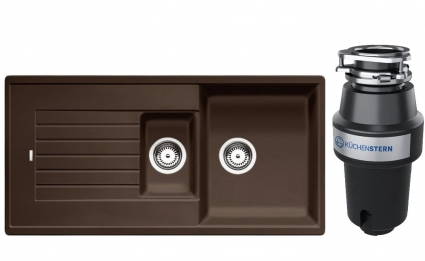Комплект Мойка Blanco Zia 6S 515072 кофе + Измельчитель KUCHENSTERN Muhle 350MU35 матовая, прямоугольная