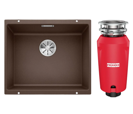 Комплект Мойка Blanco Subline 500-U кофе + Измельчитель Franke 134.0715.095 матовая, прямоугольная