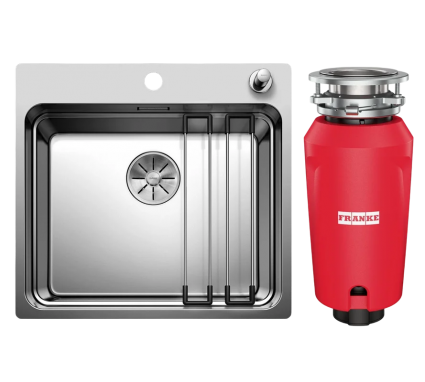 Комплект Мойка Blanco Etagon 500-IF с клапаном-автоматом + Измельчитель Franke 134.0715.095, полированная, прямоугольная