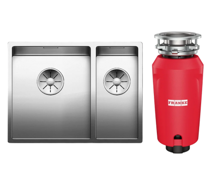 Комплект Мойка Blanco Claron 340/180-U L + Измельчитель Franke 134.0715.095 полированная, прямоугольная