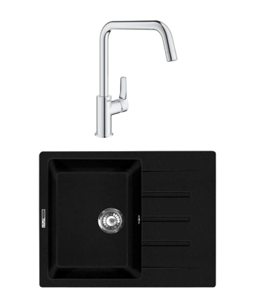 Комплект Мойка Lava L1.LAV + Смеситель Grohe Eurosmart 30567000 матовая, прямоугольная