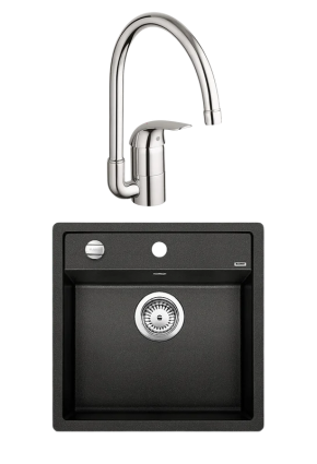 Комплект Мойка Blanco Dalago 5 антрацит + Смеситель Grohe Euroeco 32752000 матовая, квадратная