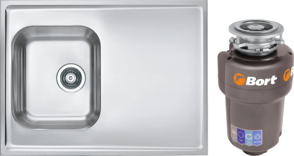 Комплект Мойка Alveus Classic Pro 30 + Измельчитель Bort Titan 5000 Control матовая, прямоугольная